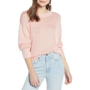 Something Navy Womens Size XXS Subtle Sheen Sweater Long Sleeve Pink $75 472